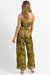 Zebra Wide Leg Pant Set In Lime + Brown