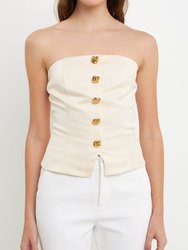 Button-Up Strapless Top