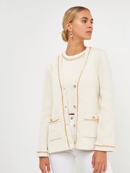 Chain Trim Cardigan - Cream