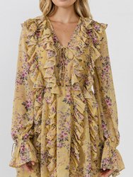 Chiffon Floral Ruffled Dress