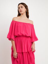 Chiffon Off the Shoulder Ruffle Tier Maxi Dress