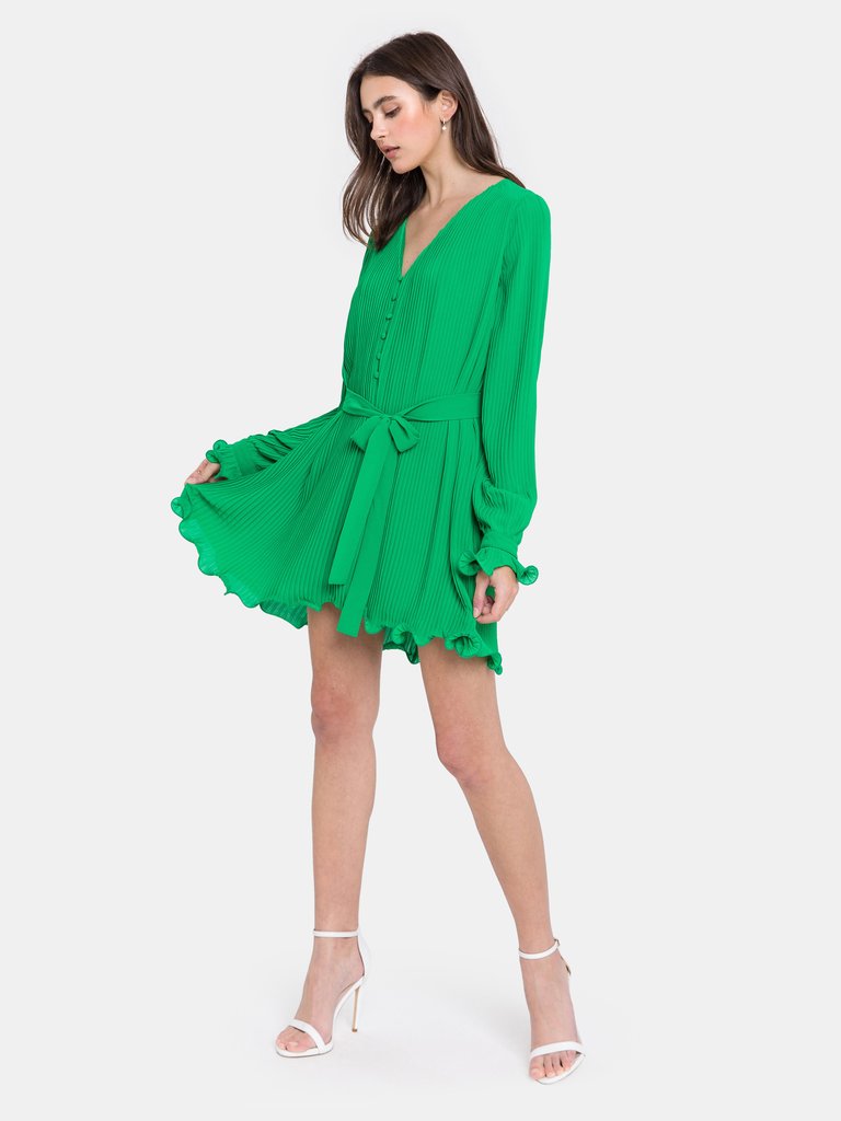 Chiffon Pleated Mini Dress