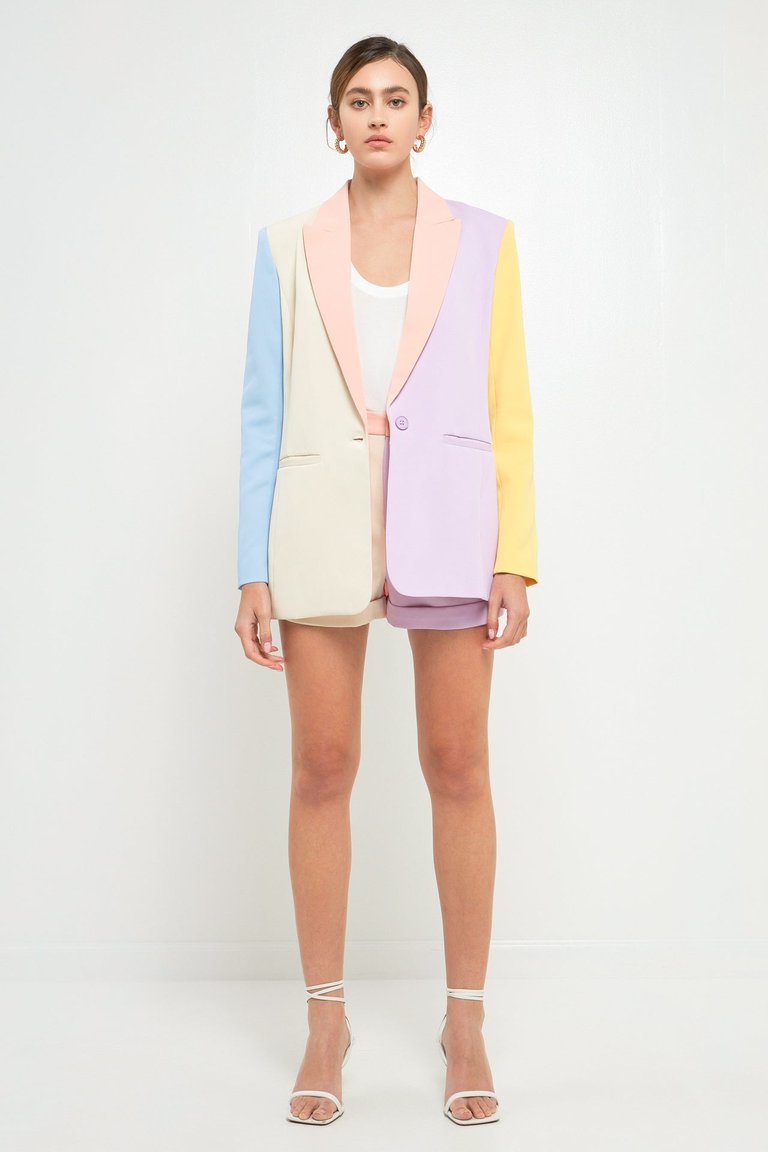 Color Block Blazer - Multi