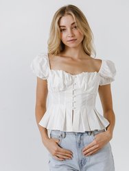 Corset Top with Pleats - White