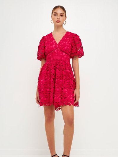 Endless Rose Crochet Lace Puff Sleeve Mini Dress product