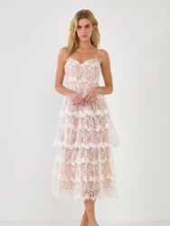 Crochet Layered Midi Dresss - White