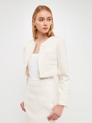 Cropped Tweed Jacket - Ivory