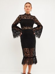 Cut Out Lace Midi Dress