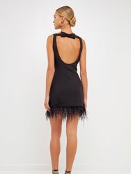 Feather Trim Mini Dress