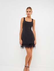 Feather Trim Mini Dress