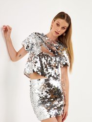 Fisheye Sequins Top - Silver