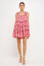 Floral Chiffon Flounce Mini Dress - Pink