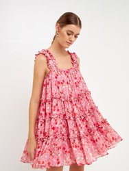 Floral Chiffon Flounce Mini Dress
