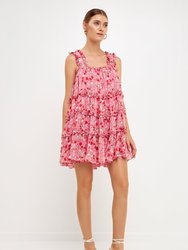 Floral Chiffon Flounce Mini Dress