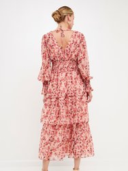 Floral Chiffon Wrapped Maxi Dress