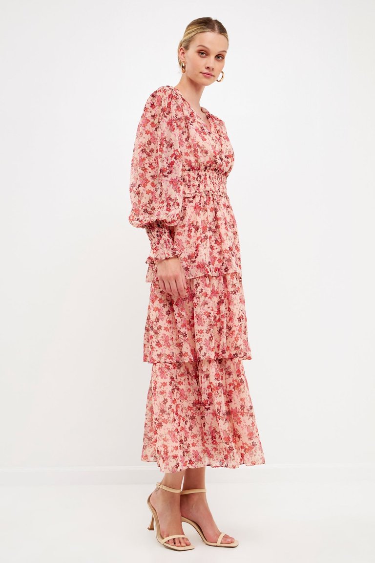 Floral Chiffon Wrapped Maxi Dress