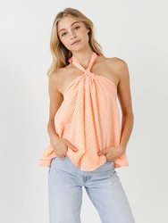 Halter Bow Tie Gingham Top - Orange