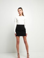 High-Waisted Tweed Skirt