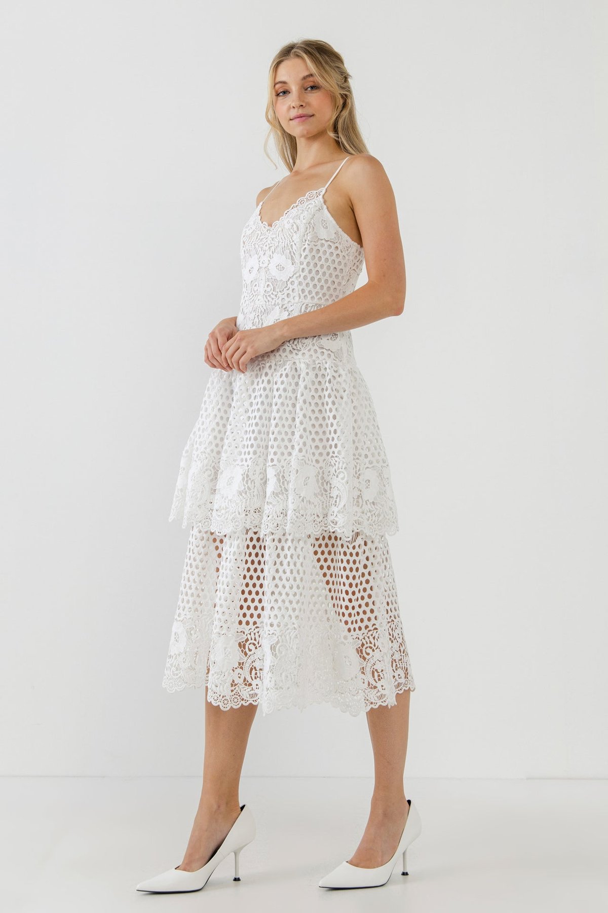 Endless Rose Lace Cami Tiered Midi Dress