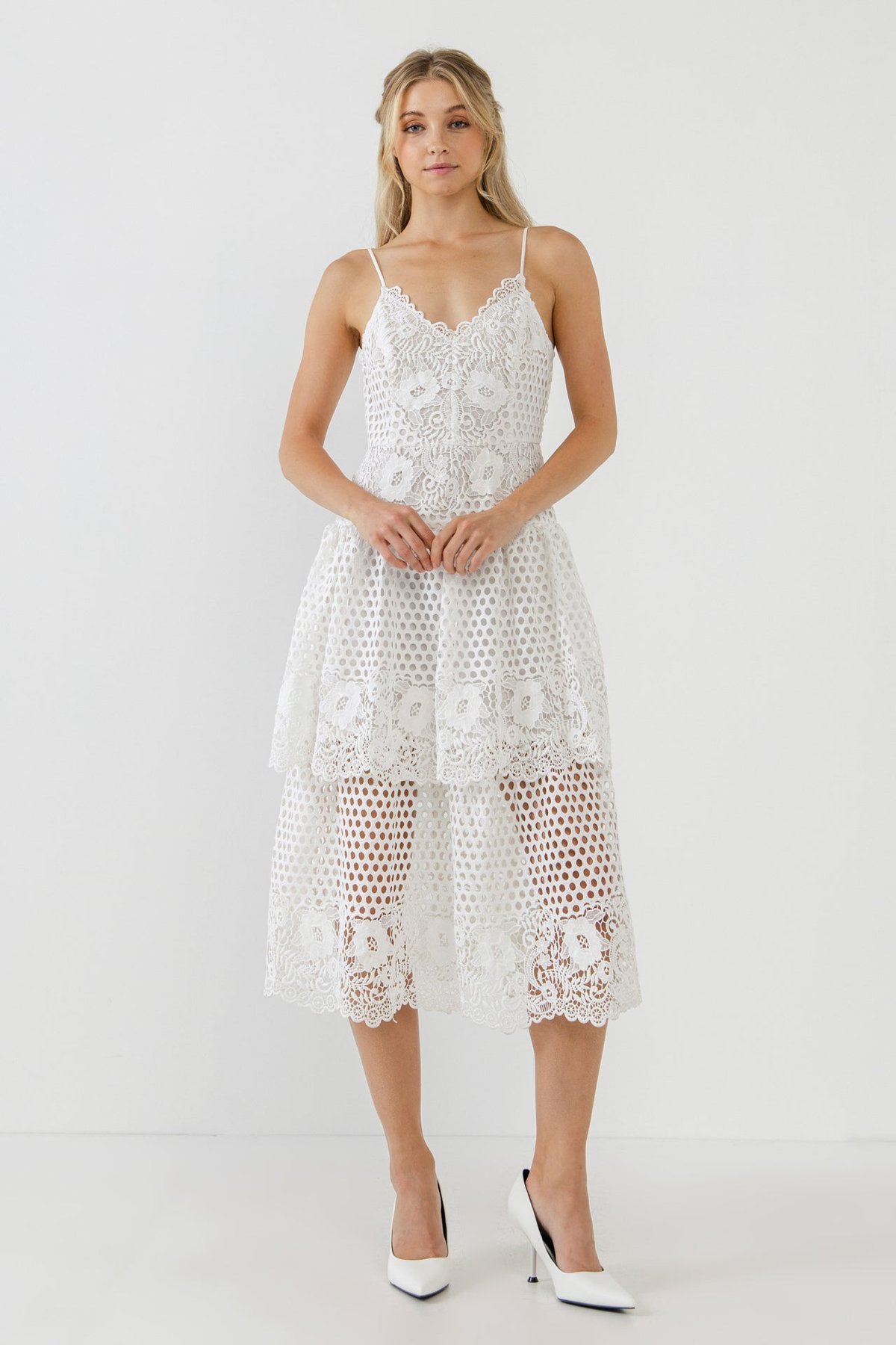 Endless Rose Lace Cami Tiered Midi Dress