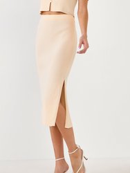 Midi Knit Skirt With Side Slit - Ivory