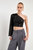 One Sleeve Asymmetrical Sequins Crop Top - Black