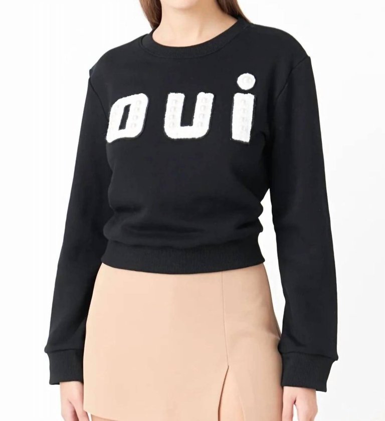 Oui Pearl Sweatshirt In Black - Black