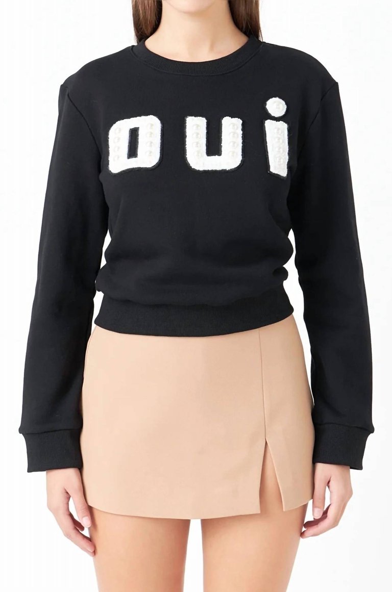 Oui Pearl Sweatshirt In Black