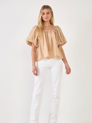 Pleated Puff Sleeve Top