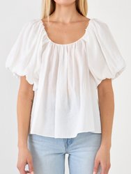 Pleated Puff Sleeve Top