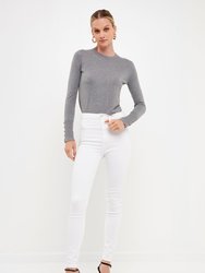 Plush Knit Sweater Top With Sleeve Buttons