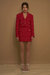 Premium Cropped Tweed Jacket - Red - Red