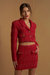 Premium Cropped Tweed Jacket - Red