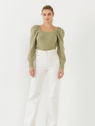 Puff Sleeve Sweater - Sage