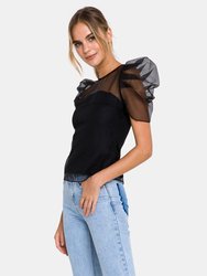 Puffed Sleeve Organza Top