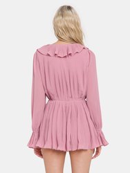 Ruffled V Neck Romper