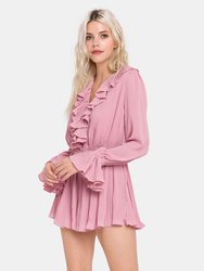 Ruffled V Neck Romper