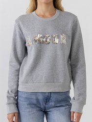 Sequins & Beads Letter Sweatshirt