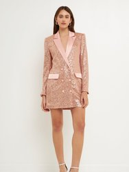 Sequins Belted Blazer - Rose Gold