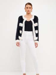 Shank Button With Color Block Cardigan