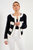 Shank Button With Color Block Cardigan - Black/White
