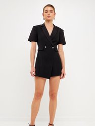 Short Sleeve Blazer Romper