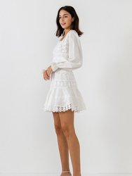 Square Neckline Lace Trim Dress