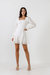 Square Neckline Lace Trim Dress - White