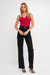 Strap Detail Fitted Knit Top - Red