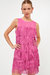 Suede Fringe Sleeveless Mini Dress - Pink