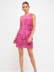 Suede Fringe Sleeveless Mini Dress