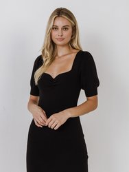 Sweetheart Knit Mini dress - Black