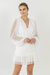 Swiss Dot Ruched Dress - White