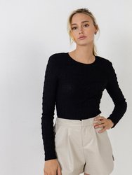 Texture Fitted Top - Black